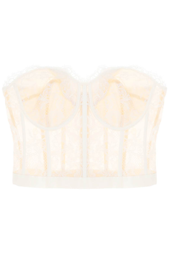 Alexander mcqueen cropped bustier top in lace