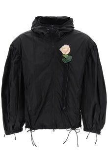  Simone rocha nylon windbreaker jacket with rose design.