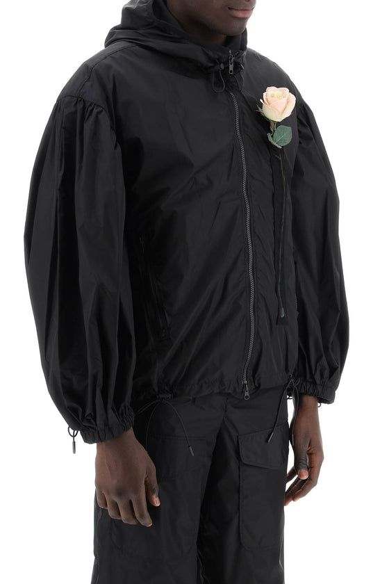 Simone rocha nylon windbreaker jacket with rose design.