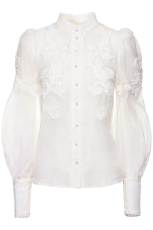  Zimmermann wonderland applique linen silk blouse