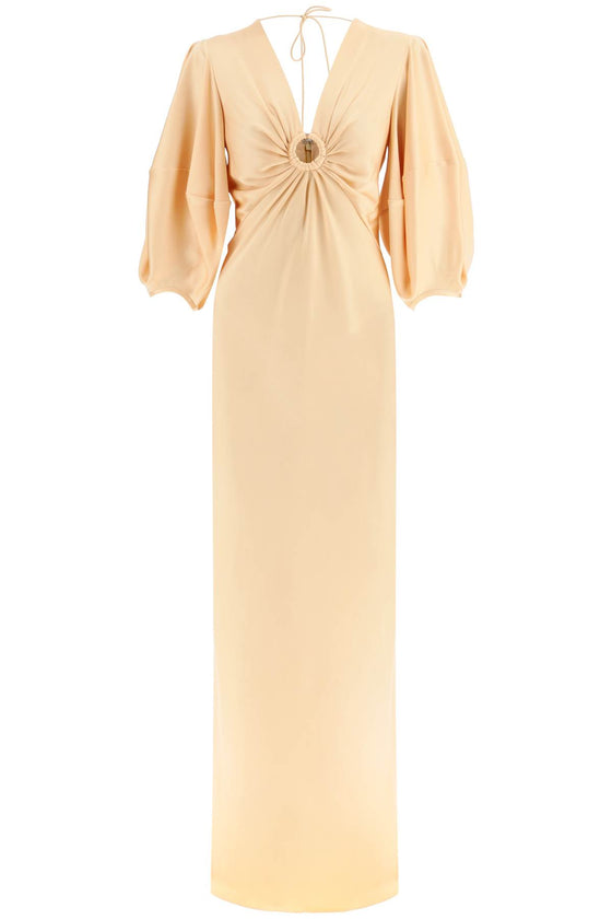 Stella mccartney satin maxi dress with cut-out ring detail
