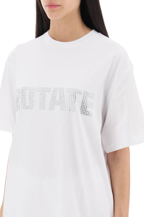 Rotate crew-neck t-shirt with crystal logo