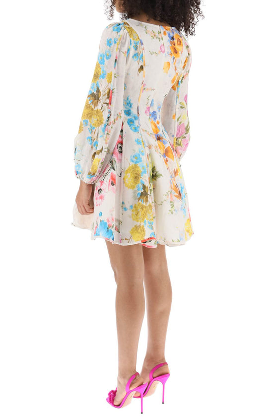Zimmermann 'halcyon' mini dress in linen with floral motif