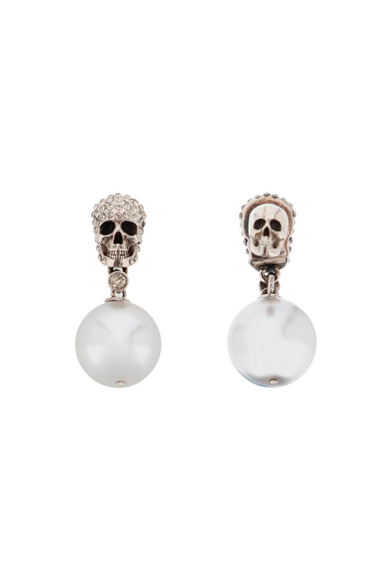 Alexander mcqueen pearl skull earrings with crystal pavé