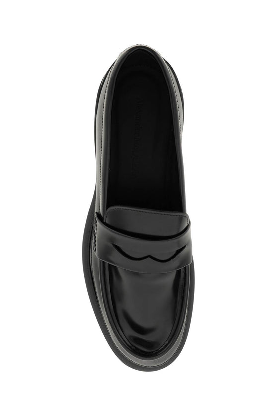 Alexander mcqueen brushed leather penny loafers