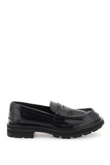  Alexander mcqueen brushed leather penny loafers