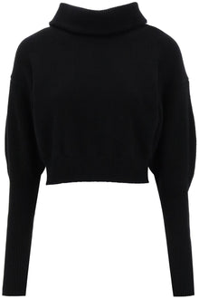  Alexander mcqueen cropped funnel-neck sweater in wool and cashmere