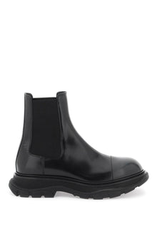  Alexander mcqueen chelsea tread brushed leather ankle