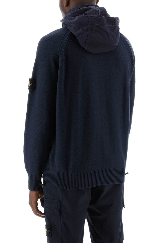 Stone island zip-up cardigan with detachable hood