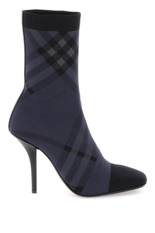 Burberry burberry check knit ankle boots