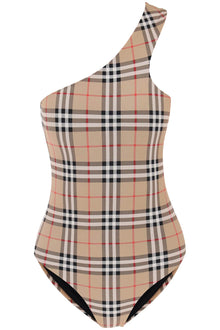  Burberry check one-shoulder one-piece swimsuit