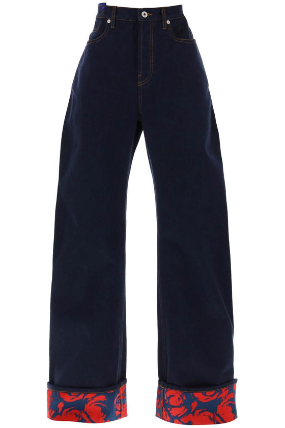 Burberry jeans a gamba curva in denim giapponese