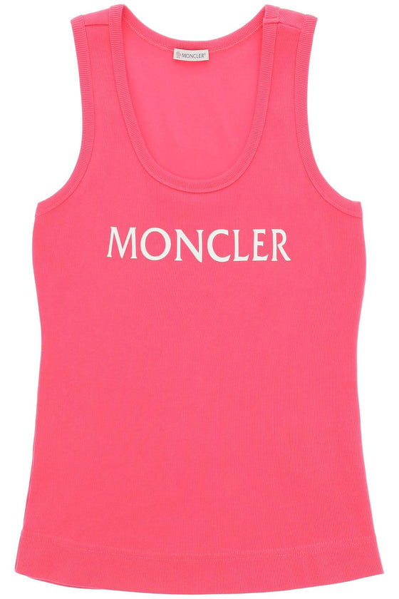 Moncler basic logo print ribbed tank top