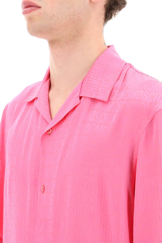 Moschino short sleeve monogram silk and viscose shirt
