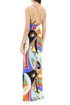 Moschino multicolor printed jersey maxi dress