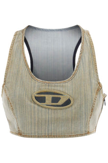  Diesel 'de-top-fsd' cropped top with oval d plaque
