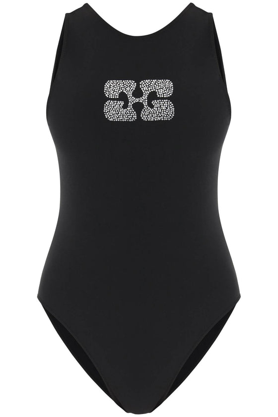 Ganni butterfly logo one-piece swimsuit