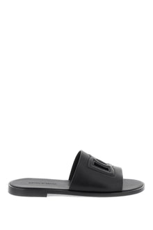  Dolce & gabbana leather slides with dg cut-out