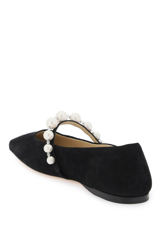 Jimmy choo suede leather ballerina flats with pearl