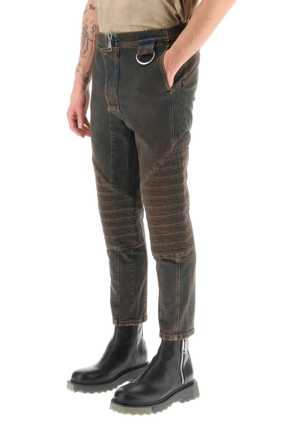 Balmain stretch jeans with quilted and padded inserts