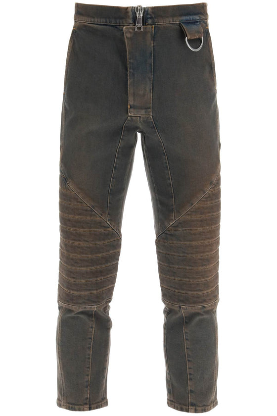 Balmain stretch jeans with quilted and padded inserts