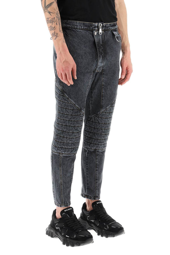 Balmain jeans with quilted and padded inserts