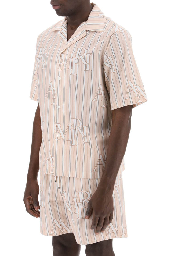 Amiri stripe bowling shirt with staggered logo