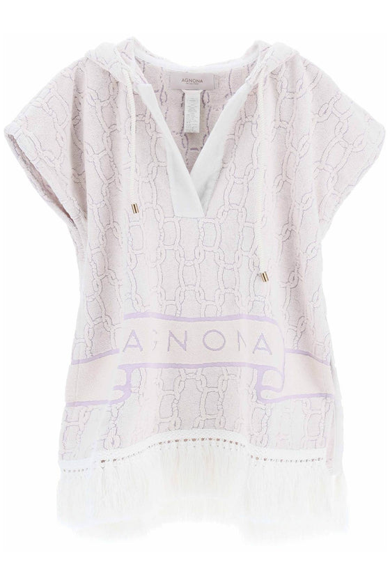 Agnona terry poncho with chain motif