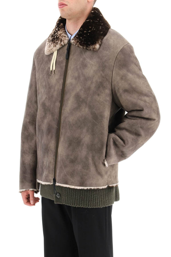 Acne studios vintage-effect shearling jacket