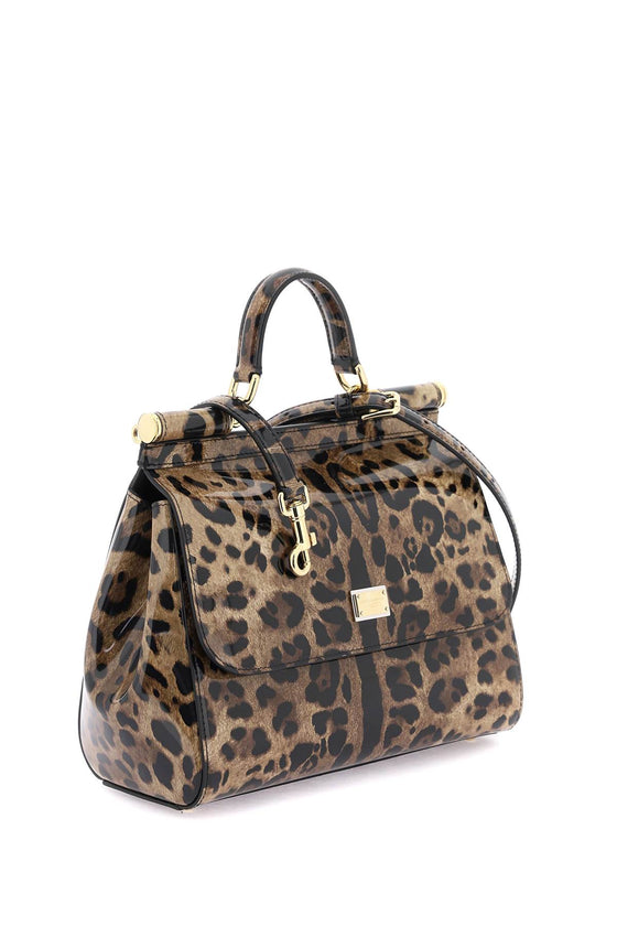 Dolce & gabbana leopard leather medium 'sicily' bag