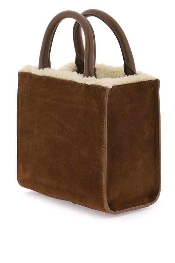 Dolce & gabbana dg daily mini suede and shearling tote bag