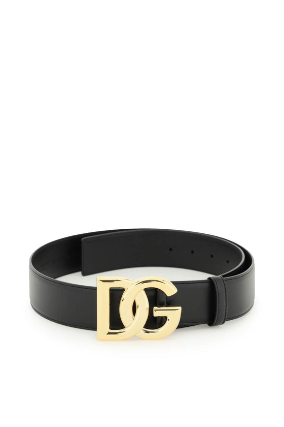 Dolce & gabbana leather belt with logo buckle