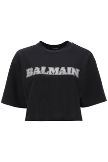  Balmain rhinestone-studded logo t-shirt