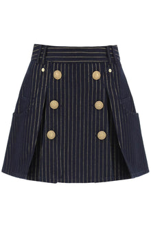  Balmain pinstriped-denim mini skirt