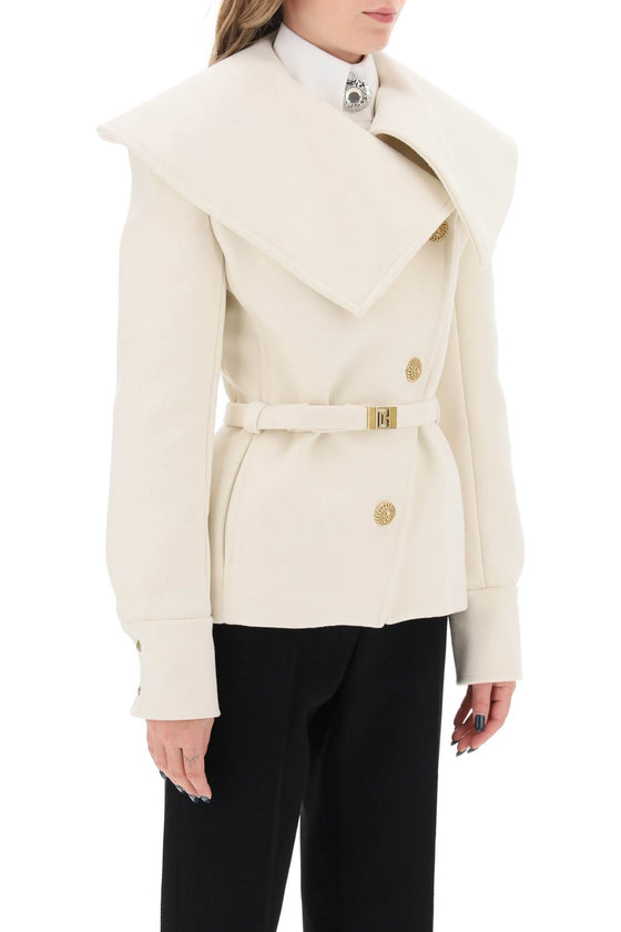 Balmain belted double-breasted peacoat