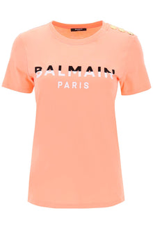  Balmain t-shirt with flocked print and gold-tone buttons