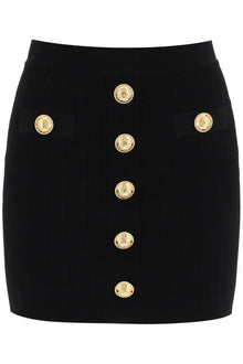  Balmain knit mini skirt with embossed buttons