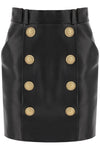 Balmain lamb leather mini skirt with ornamental buttons