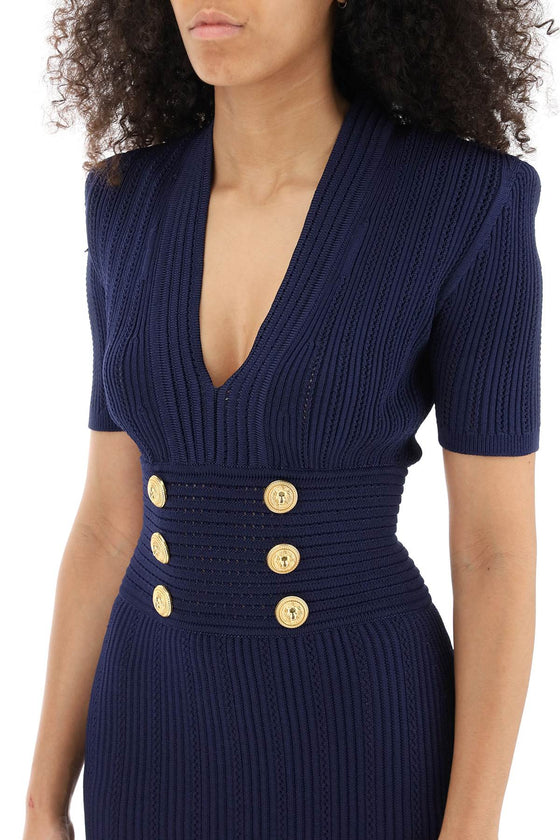 Balmain knit minidress with embossed buttons