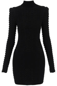  Balmain turtleneck mini dress in texturized knit