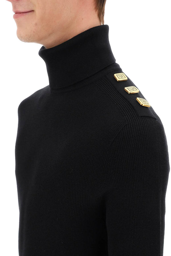 Balmain turtleneck sweater with monogram buttons