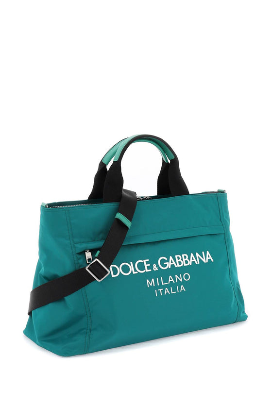 Dolce & gabbana rubberized logo nylon duffle bag