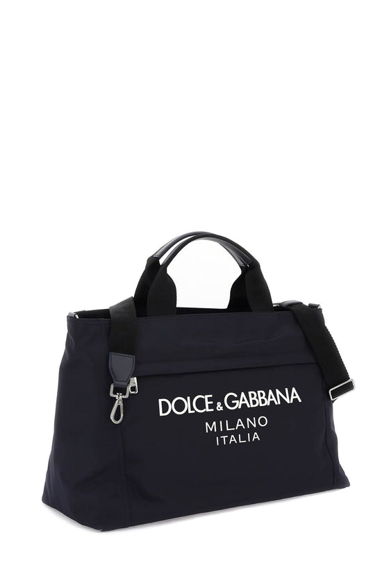 Dolce & gabbana rubberized logo nylon duffle bag