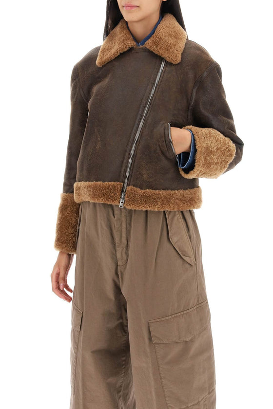 Closed cropped shearling jacket