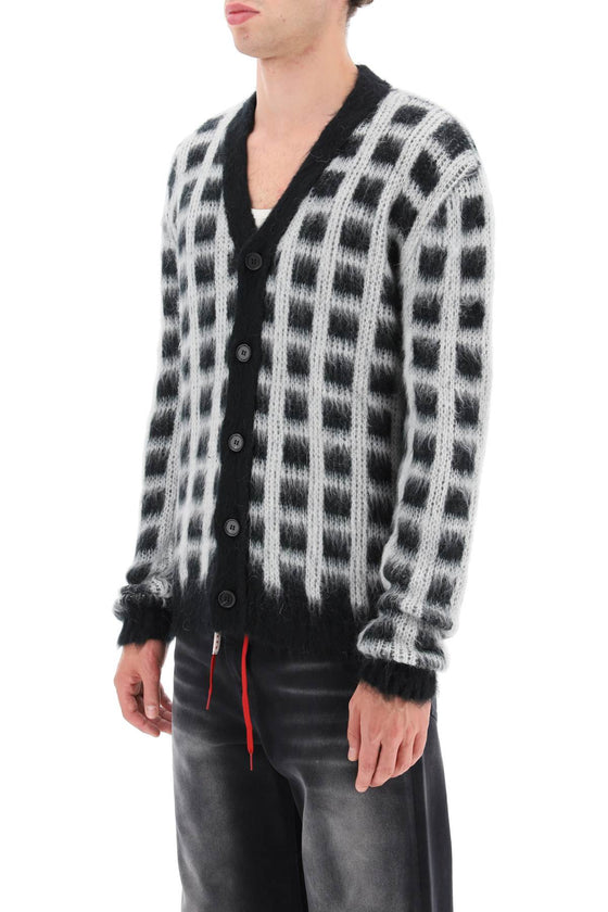 Marni brushed-yarn cardigan with check pattern