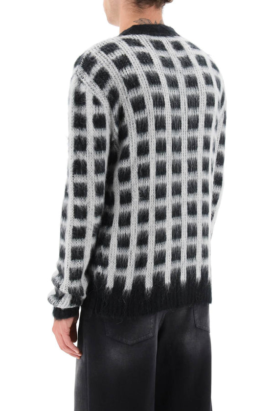 Marni brushed-yarn cardigan with check pattern