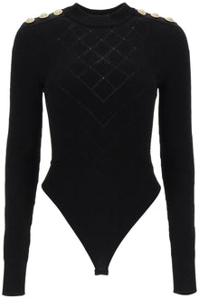  Balmain knitted bodysuit with embossed buttons