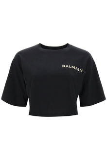  Balmain cropped t-shirt with metallic logo