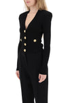 Balmain cardigan with padded shoulders and embossed buttons