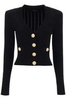  Balmain cardigan with padded shoulders and embossed buttons